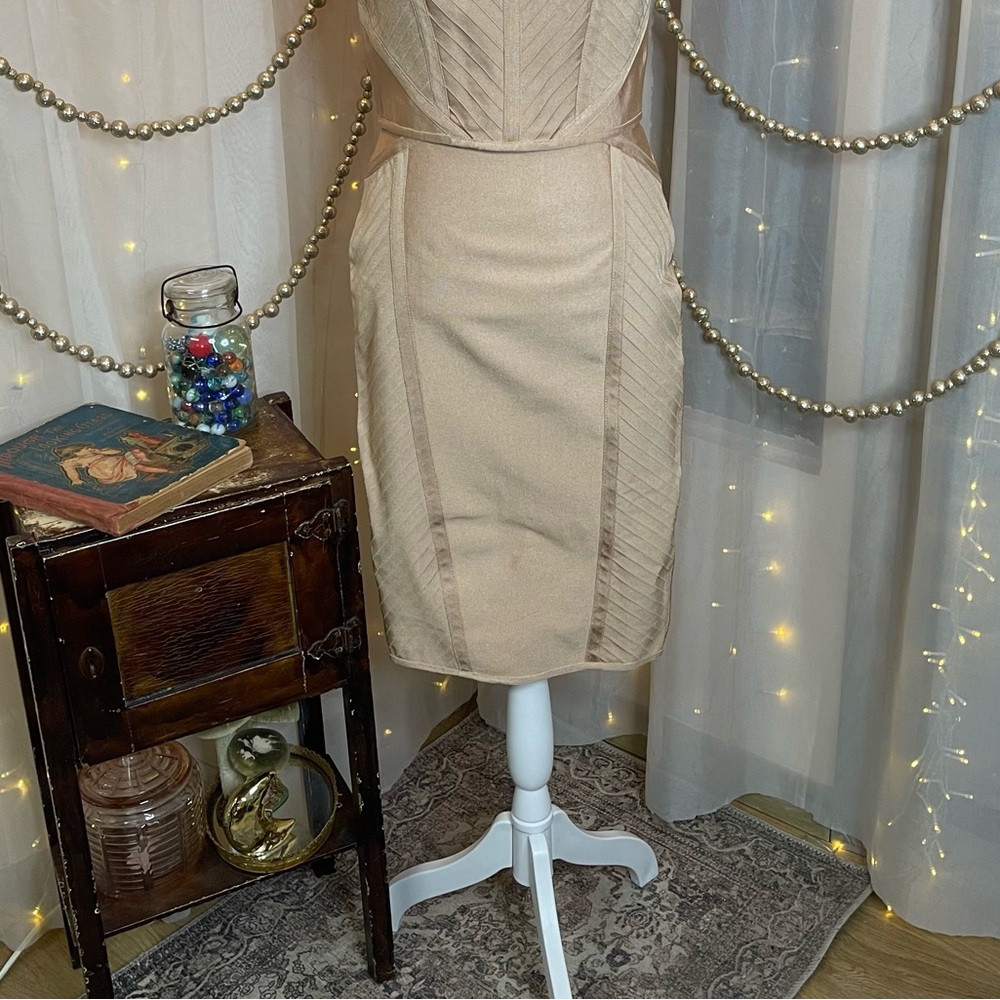 Lipsy Metallic Tan Bodycon Skirt